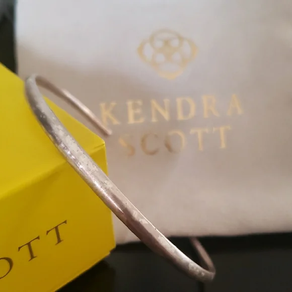 Kendra Scott Silver Thin Cuff Bangle w/ Kira Pierced Earrings - Picture 13 of 17